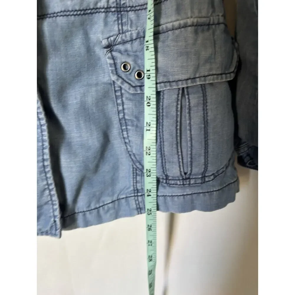 Anthropology Marrakech Denim Lyocell Utility Jacket XS Blue Jean Pockets Boho